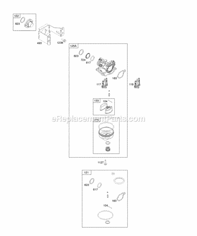 Carburetor Diagram and Parts List for 09P602-0063-F1  Briggs and Stratton Engine